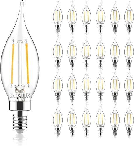 Vista 8 de Bombillas LED E12 para candelabro, regulables, equivalentes a 60 W, 4.5 W, blanco suave, 2700 K, 500 lúmenes, punta de llama CA10, bombilla