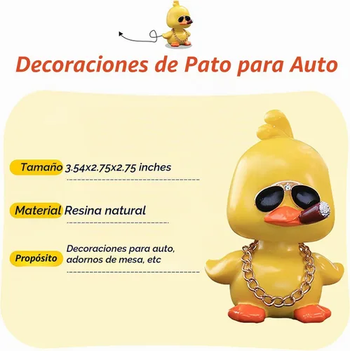 Vista 4 de wonuu Lindos adornos de pato amarillo para coche, decoraciones de tablero de instrumentos de coche, muñeca de cabeza sacudida De pie y de pie