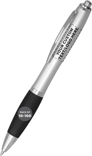 Vista 16 de DISCOUNT PROMOS - Bolígrafos personalizados con agarre de goma y tinta negra, paquete de 10 unidades, diseño ergonómico, ideal para oficina