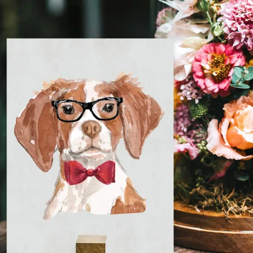 Vista 51 de Andaz Press Póster impreso para pared de perro, 8.5 x 11 pulgadas, Bulldog inglés con gafas negras, 1 paquete, regalo de cumpleaños de Navidad, sin