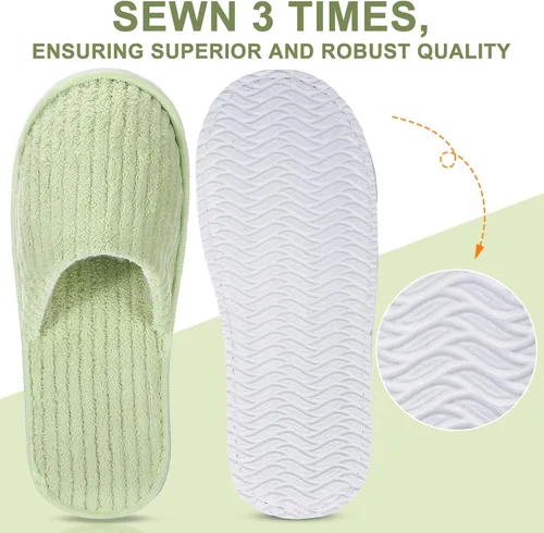 Vista 4 de Panitay 20 pares de pantuflas de spa reutilizables para invitados, lavables con triple capa de forro polar coral para el hogar, interiores, hoteles