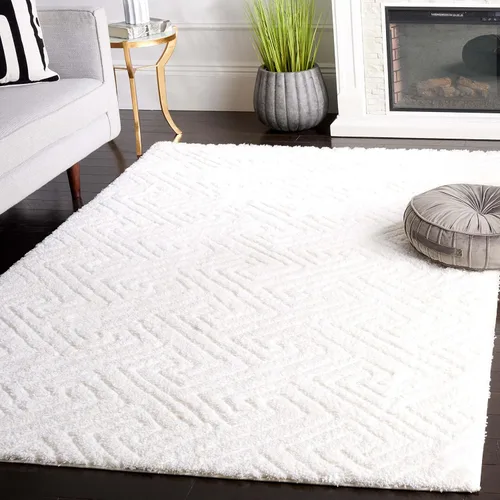 Vista 19 de SAFAVIEH Tahoe Shag Collection - Alfombra de pasillo, 2 x 9 pies, color beige, diseño geométrico, felpa de 1.2 pulgadas de grosor, ideal para zonas