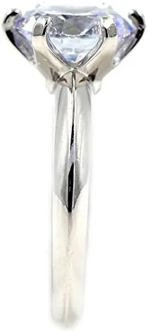 Vista 8 de 3 Ct CZ Solitaire - Anillo de compromiso de plata de ley y chapado en oro blanco - Talla 4-9 - Anillos de aniversario