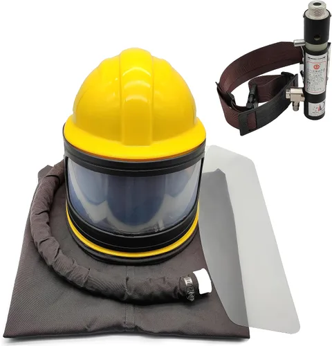 Vista 9 de Casco Sandblaster Seguro con Alimentación de Aire, Casco de Arenado, Protector de Hombro, Capucha de Arenado, Termostato Sandblaster, 5 Piezas