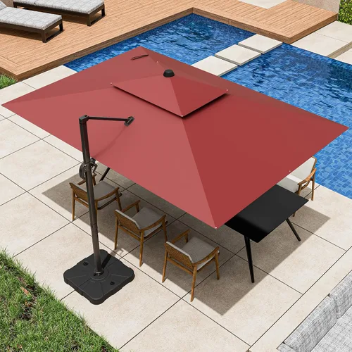 Vista 15 de Sombrilla voladiza para patio, 9 x 12 pies, sombrilla giratoria Beige