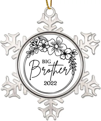 Vista 11 de Adorno colgante de Navidad promocionado para abuelo, adornos de Navidad de copo de nieve de metal, decoración de árbol a hogar para la primera