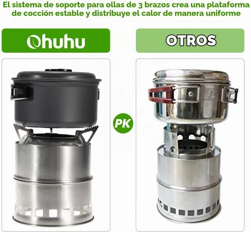 Vista 8 de Estufa de leña portátil de acero inoxidable ideal para campamentos Ohuhu