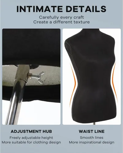 Vista 3 de Maniquí, forma de vestido, maniquí femenino, torso, ajustable, 59-67 pulgadas, soporte de cuerpo manicano mejorado para pantallas de mujer, soporte