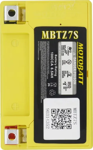Vista 3 de MotoBatt Batería AGM sellada MBTZ7S de 12 voltios y 6.7 Ah sin mantenimiento
