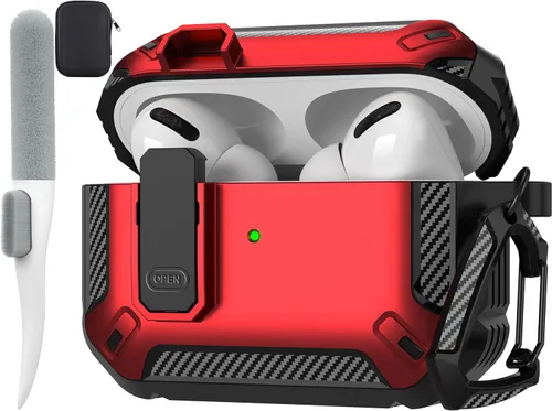 Vista 57 de Maxjoy Funda para AirPods Pro 3 2025, MagSafe compatible con bloqueo automático, funda protectora a prueba de golpes con soporte para teléfono