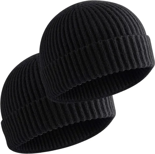 Vista 18 de vidsel Gorro Corto de Pescador para Hombres y Mujeres, Gorro de Lana Tejida con Puño Estilo Moderno de Arrastrero, Gorros Cálidos de Invierno