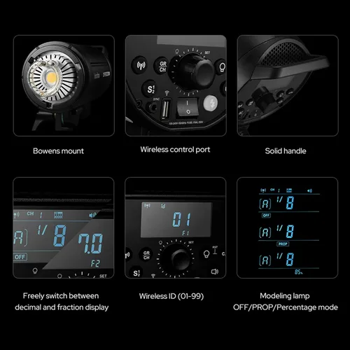Vista 2 de Godox DP400III-V Actualizado Luz de Flash de Estudio 400Ws Potencia GN87 5600±200K Iluminación Estroboscópica Sistema Inalámbrico X de 2.4G Montaje