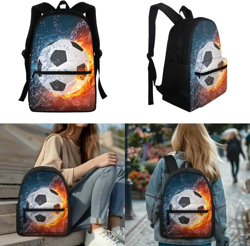 Vista 211 de FOR U DESIGNS Fuego baloncesto impreso niños escuela mochilas viaje mochila libro bolsa
