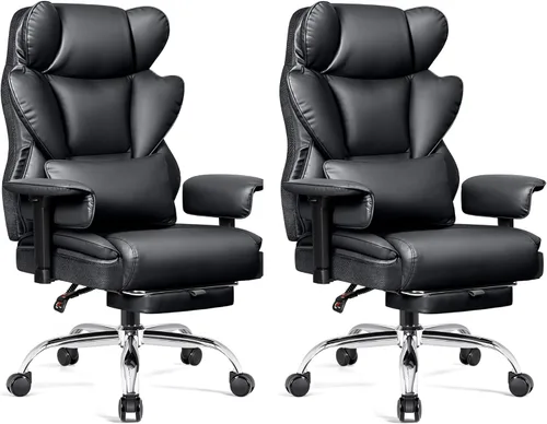 Vista 17 de BESTFAIR Silla de Oficina Grande y Alta - Silla Ejecutiva de Servicio Pesado 400 LBS con Soporte Lumbar y Reposapiés, Silla de Escritorio Ergonómica
