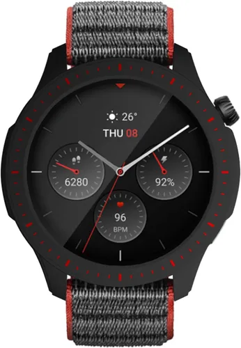 Vista 4 de Funda protectora para Amazfit GTR 4, a prueba de golpes, duradera, de policarbonato duro, accesorios para Amazfit GTR 4 Smartwatch (negro rojo)