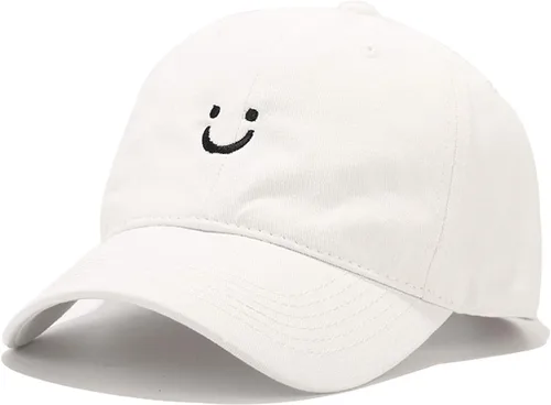 Vista 30 de Umeepar Gorra de béisbol con cara sonriente para mujeres y hombres, ajustable, de perfil bajo, de algodón, sin estructura, para papá