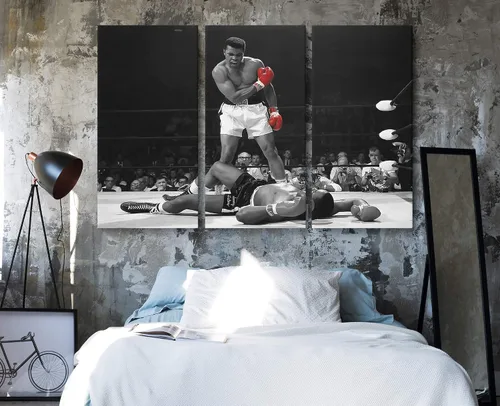 Vista 6 de The Knockout Moment - Lienzo decorativo para pared con texto en blanco y negro y rojo (24 x 18 pulgadas envuelto en galería)