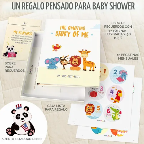 Vista 2 de Libro de recuerdos de bebé para niño o niña First 5 Años Baby Keepsake