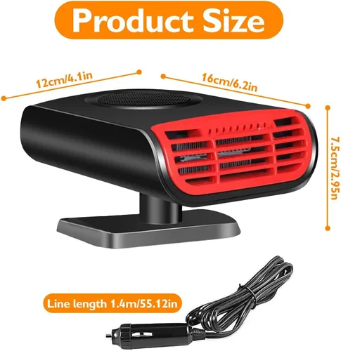 Vista 2 de Calentador de Coche, Calentador de Coche Portátil de 12V 150W de Calentamiento Rápido y Descongelador, Calentador y Ventilador Frío 2 en 1 que se