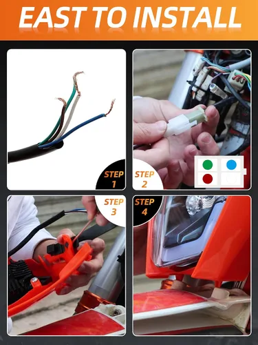 Vista 6 de JFG RACING - Kit de faro delantero LED universal para la mayoría de motocicletas, motocross, enduros, minimotos, supermotos CR CRF XR YZ YZF XC XCF