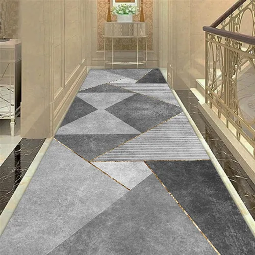 Vista 2 de Alfombras geométricas para pasillos, pasillos, tapetes gruesos para el hogar, entrada de hotel, alfombra larga – 3.3 ft/4.9 ft/8.2 ft/11.5 ft/14.8