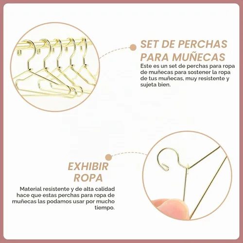 Vista 7 de Toddmomy - Perchero miniatura para muñecas con 10 mini perchas de metal para muñecas de ropa, soporte de almacenamiento para accesorios de casa