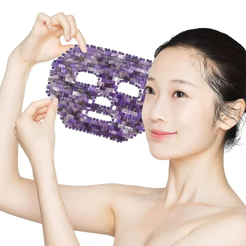Vista 5 de Juego de máscaras faciales de jade natural con piedra de jade antienvejecimiento para dormir con máscara de ojos y rodillo de jade y Gua Sha Beauty
