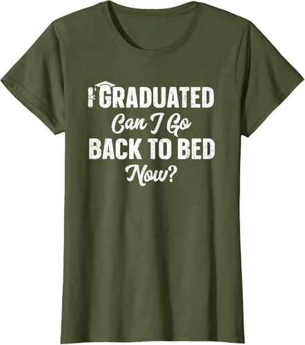 Vista 100 de Graduation Gift For Her Camiseta I Graduated Can I Go Back To Bed Now, Negro