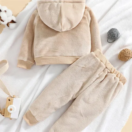 Vista 4 de MVNB ropa de niños de 2 a 4 años Newborn Infant Baby Unisex Autumn Winter Long Sleeve Solid Fleece Hooded Hoodie Pants