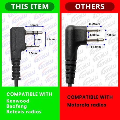 Vista 2 de Micrófono de altavoz impermeable para hombro con 2 pines, bidireccional, compatible con radios walkie talkie UV-5R, BTECH, Kenwood, Retevis