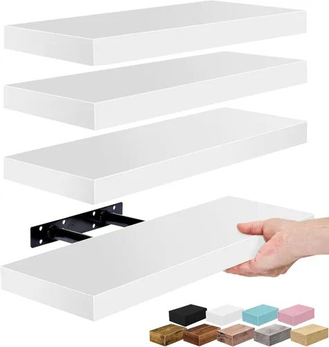Vista 31 de Sorbus Estantes flotantes para pared, estante flotante de 16 pulgadas para cocina, dormitorio, sala de estar, baño, hogar y decoración de pared