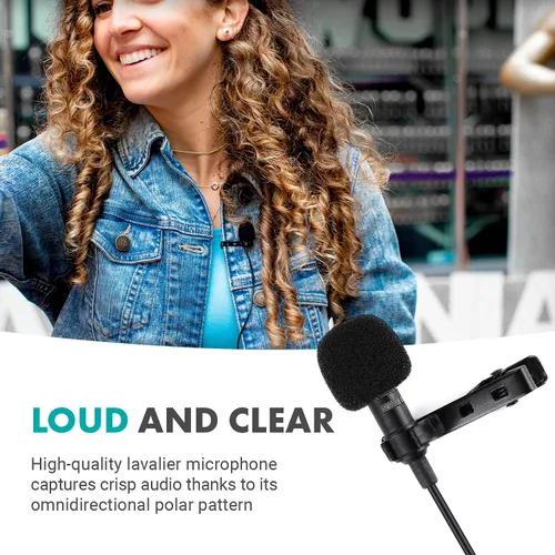 Vista 3 de Movo WMX-7-SP Sistema de micrófono inalámbrico Lavalier VHF para teléfonos inteligentes - Micrófono inalámbrico Lav para iPhone y Android - Receptor