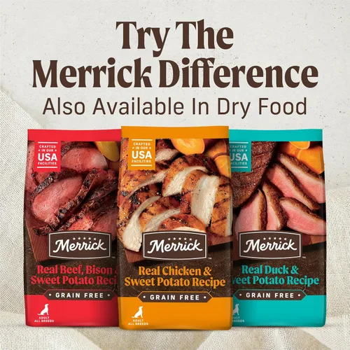 Vista 9 de Merrick - Puppy Plate - Comida húmeda para cachorros sin granos, receta con carne de res, 12.7 onzas (Paquete de 12 unidades)