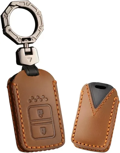 Vista 14 de ontto Funda de llavero de 2 botones para llave remota inteligente Honda, protector de llave de cuero para llave de coche, Negro