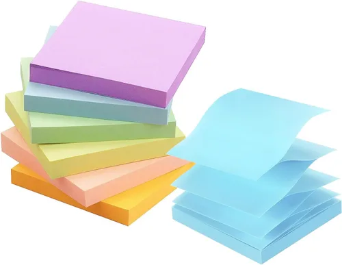 Vista 3 de Early Buy Notas adhesivas emergentes de 3x3, recargas de notas autoadhesivas de color sólido, 6 blocs, 100 hojas/bloc (Azul) Diseño recargable