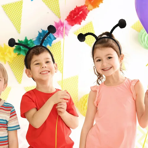 Vista 5 de Flying Childhood Diadema de antena de abeja para niños, adultos, niñas, niños, diadema de insectos mariquita, como accesorio de disfraz de Halloween