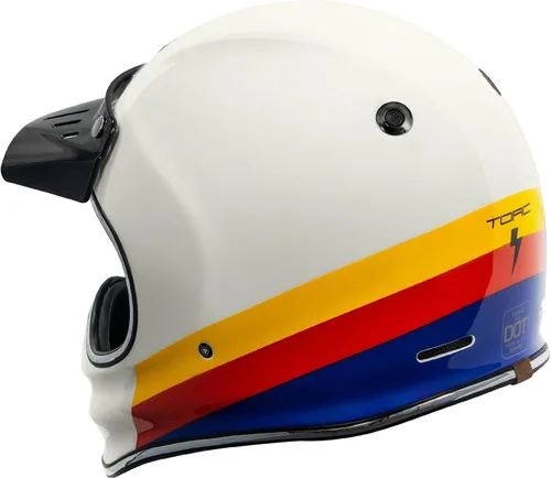 Vista 3 de TORC T3/Baja - Casco de motocicleta de fibra de vidrio retro clásico de cara completa con aprobación DOT y ECE