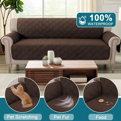 Vista 2 de Turquoize Funda impermeable para sofá grande para perros, funda lavable para sofá de 3 cojines, funda antideslizante para sofá para mascotas, niños