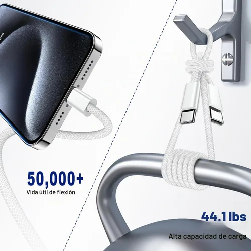 Vista 6 de VOTY Cable USB C 3A de carga rápida de 3 pies, cable de carga USB C a USB C trenzado para Samsung Galaxy A10e A20 A50 A51 A71, S20 S10 S9 S8 Plus