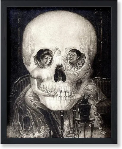 Vista 35 de Poster Master Póster vintage – Impresión de pintura de bailarina en la cabeza de la muerte – Arte surrealismo – Regalo gótico para él, ella