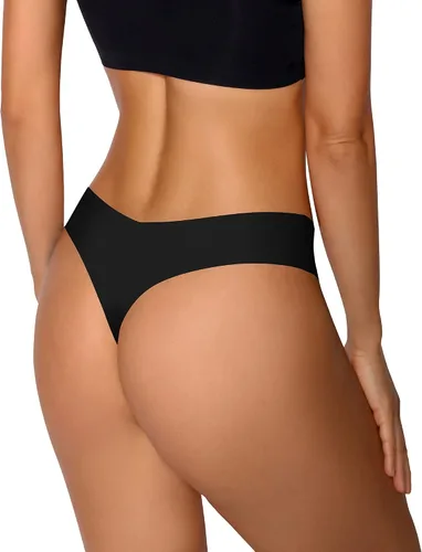 Vista 3 de Deangelmon Tangas sin costuras, para mujer, ropa interior invisible, paquete múltiple, cómodas