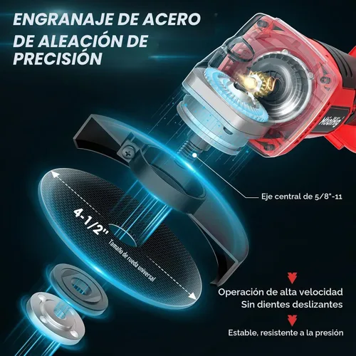 Vista 2 de MtiolHig Amoladora angular inalámbrica compatible con batería Milwaukee de 18 V: herramienta amoladora sin escobillas, amoladora angular pequeña