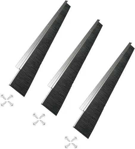 Vista 11 de 1 Juego x 39.37 Pulgadas Cepillo de Puerta de Cabello Neto de 2.5 Pulgadas de Ancho, Sello de Barrido de Rodillo para Garaje, Cepillo de Puerta