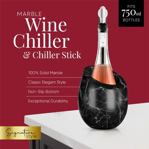 Vista 2 de Cubo Enfriador de Vino de Mármol Homeries - Enfriador de Vino y Champán para Fiestas, Cena – Mantén el Vino y las Bebidas Frías, Enfriadores de Vino