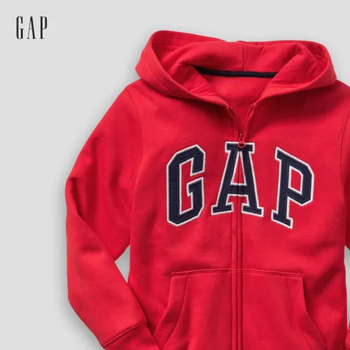 Vista 3 de GAP Sudadera con capucha y cremallera completa con logotipo para niños