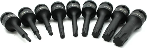 Vista 3 de TEMO 9 pc Torx Plus IP 3 pulgadas largo 6 puntos negro Impact Bit Socket Set 1/2 pulgadas Square Drive Auto reparación herramienta