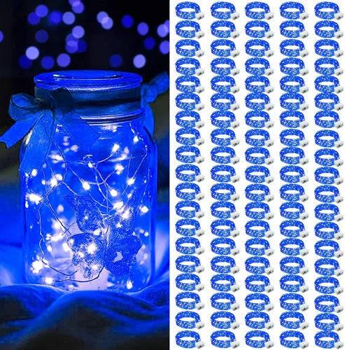 Vista 32 de AIKEI Paquete de 12 luces LED de hadas que funcionan con pilas, guirnaldas de luces impermeables de 7 pies, 20 luces LED de luciérnagas estrelladas