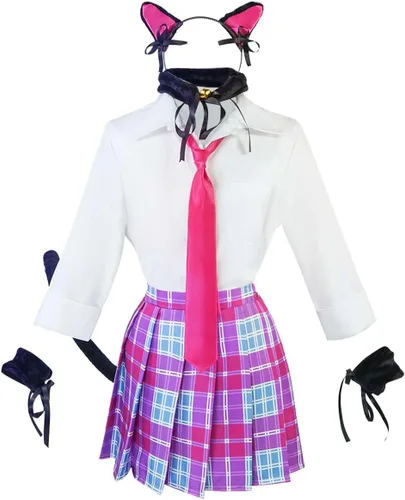 Vista 8 de Disfraz de uniforme escolar japonés para mujer, falda plisada Conjunto de disfraz