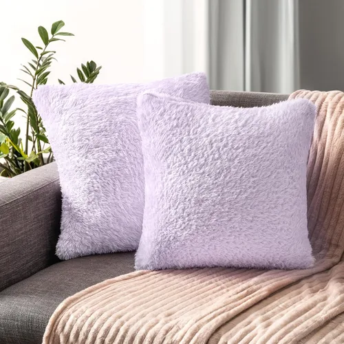 Vista 17 de PAVILIA Fundas de almohada esponjosas de color marfil crema, fundas de almohada decorativas para cama, sofá, funda de cojín de piel sintética suave