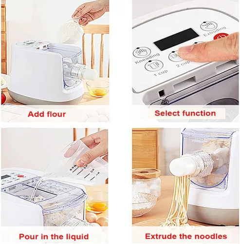 Vista 4 de Extrusora automática de pasta, prensa eléctrica para pasta, con 13 moldes de fideos, automática para crear tu propia deliciosa pasta fresca
